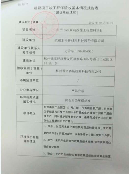 建設項目竣工環保驗收基本情況報告表
